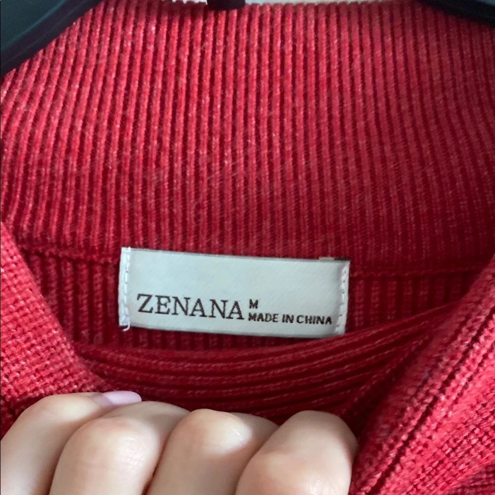 Zenana Outfitters Red Cowl Turtleneck Sweater - Picture 4 of 6